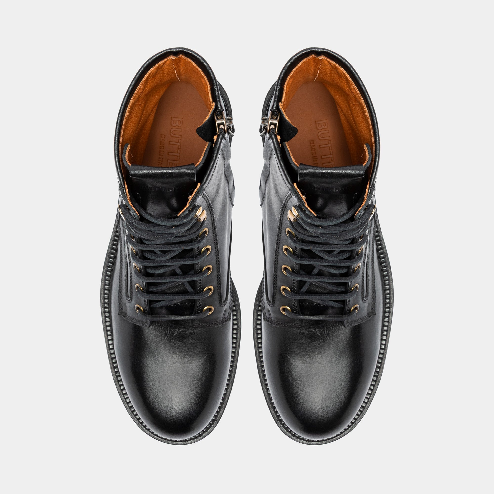 靴 BUTTERO Black Lace-Up Leather Boots Fiorentina Ankle Boots in Black Leather – Buttero