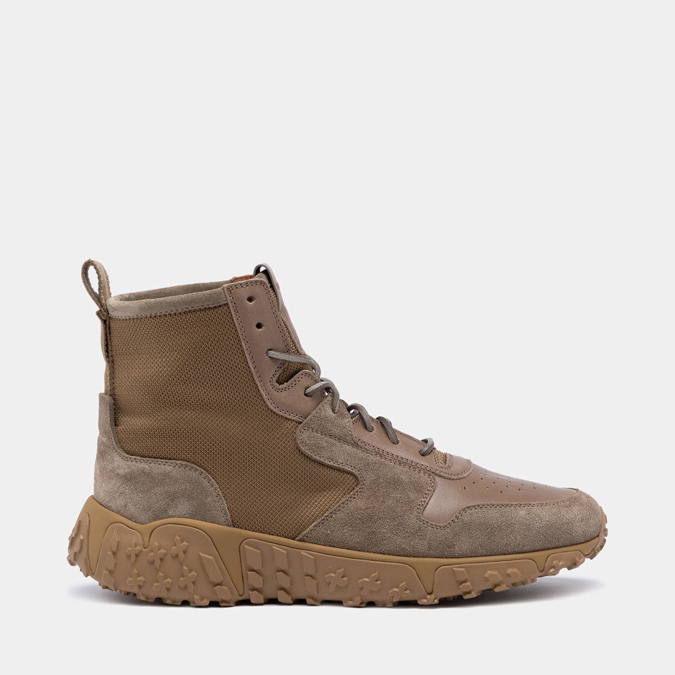 VINCI X MID SNEAKERS IN KHAKI LEATHER AND NYLON