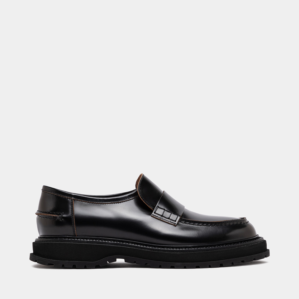 BUTTERO: LUCCA LOAFER IN BLACK LEATHER