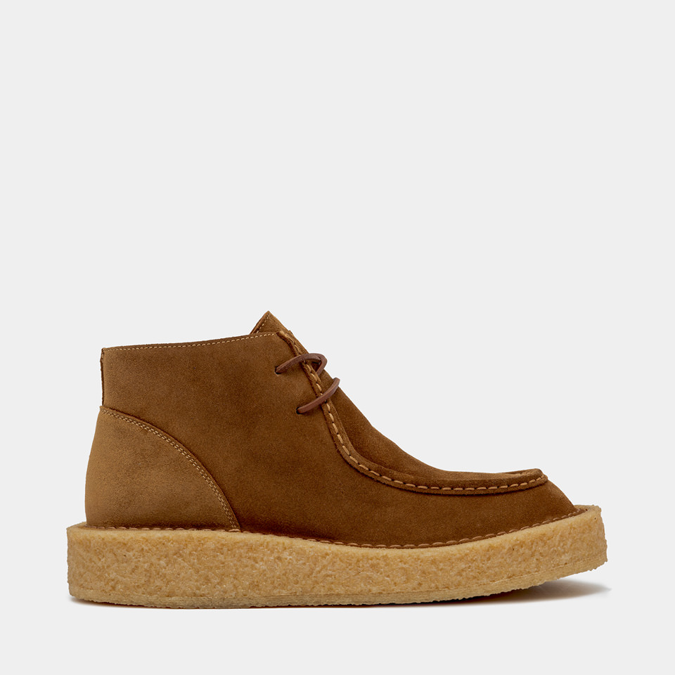 BUTTERO: MOTA DESERT BOOTS LACE-UP SHOES IN COPPER BROWN SUEDE