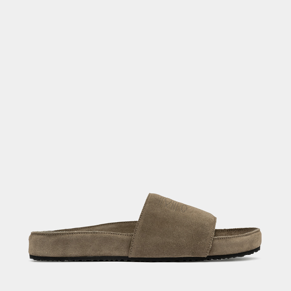 BUTTERO: SANDALO CORTONA IN SUEDE LEAD GREY