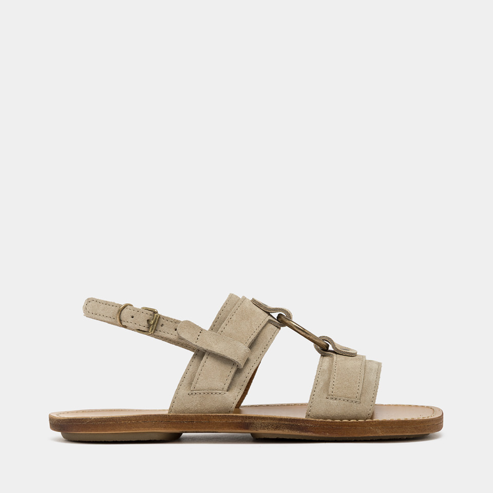 BUTTERO: SANDALO SELLA IN SUEDE BEIGE