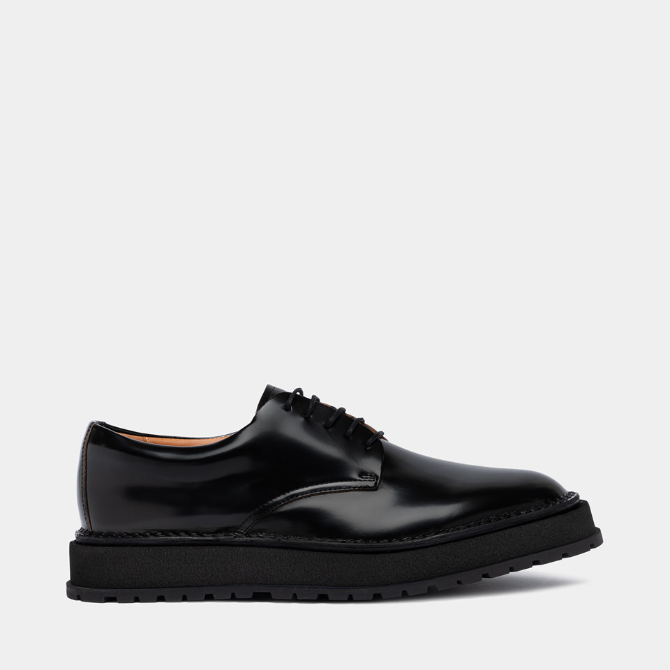 BUTTERO: SCARPA DERBY AEDI IN PELLE SPAZZOLATA NERO