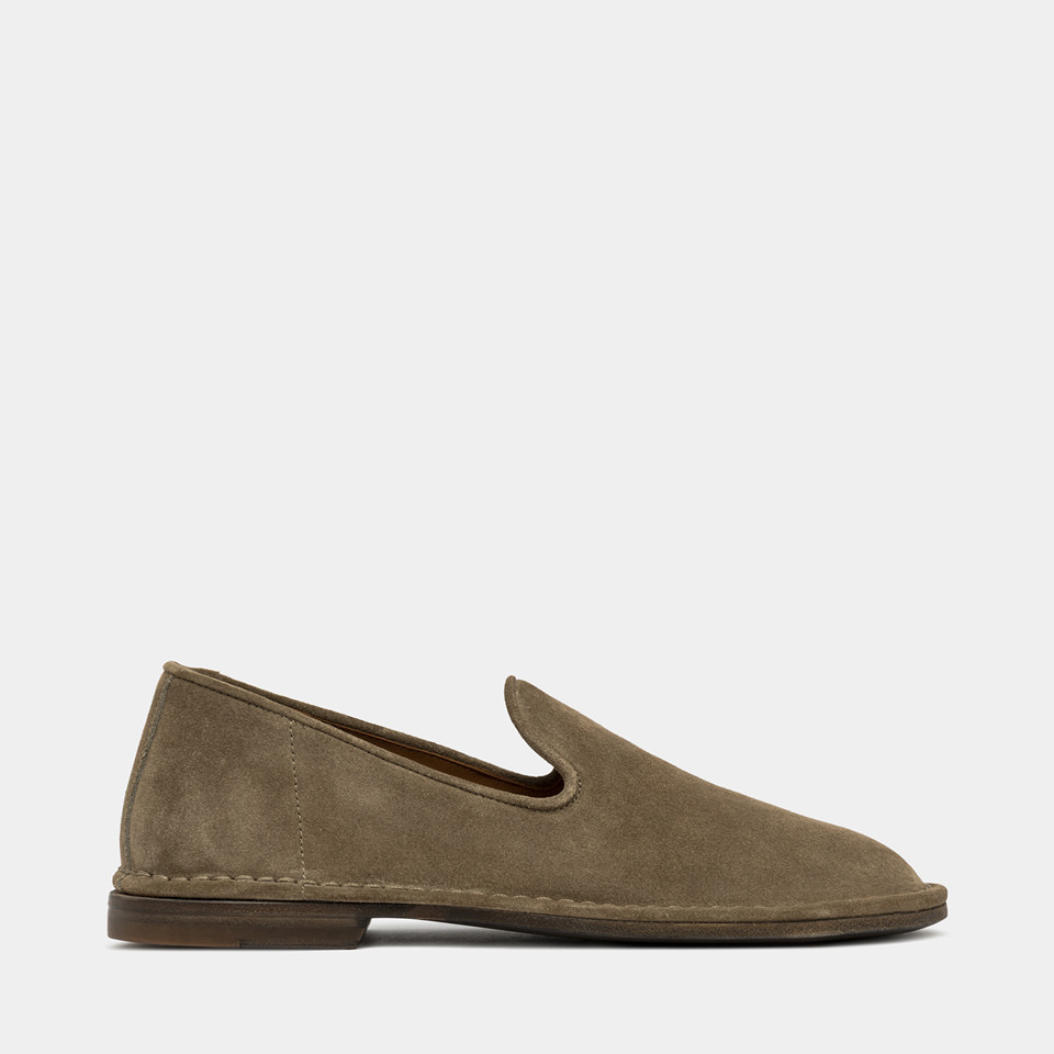 BUTTERO: ERCOLE SLIPPERS IN LEAD GRAY SUEDE