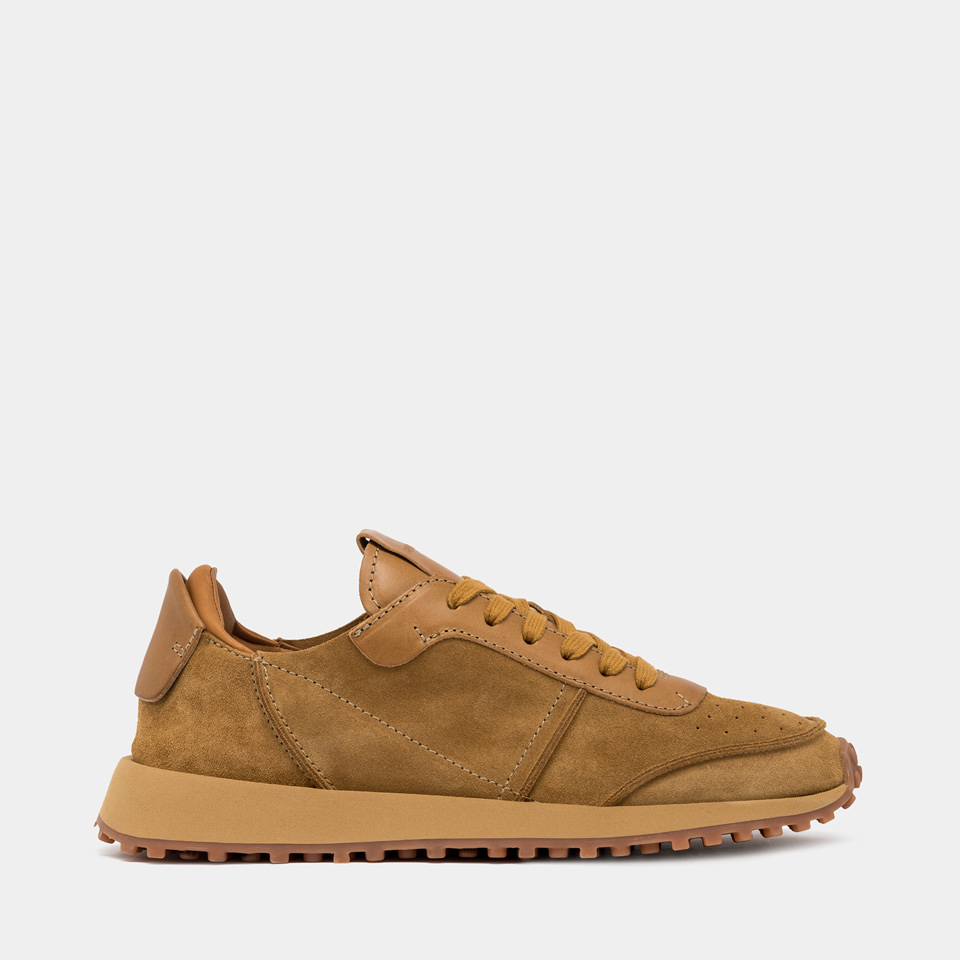 BUTTERO: FUTURA SNEAKERS IN COPPER BROWN SUEDE