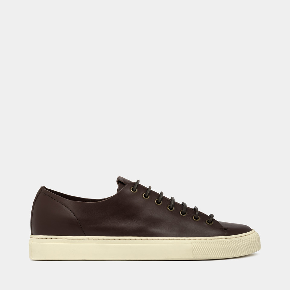 BUTTERO: TANINO SNEAKERS IN EBONY LEATHER