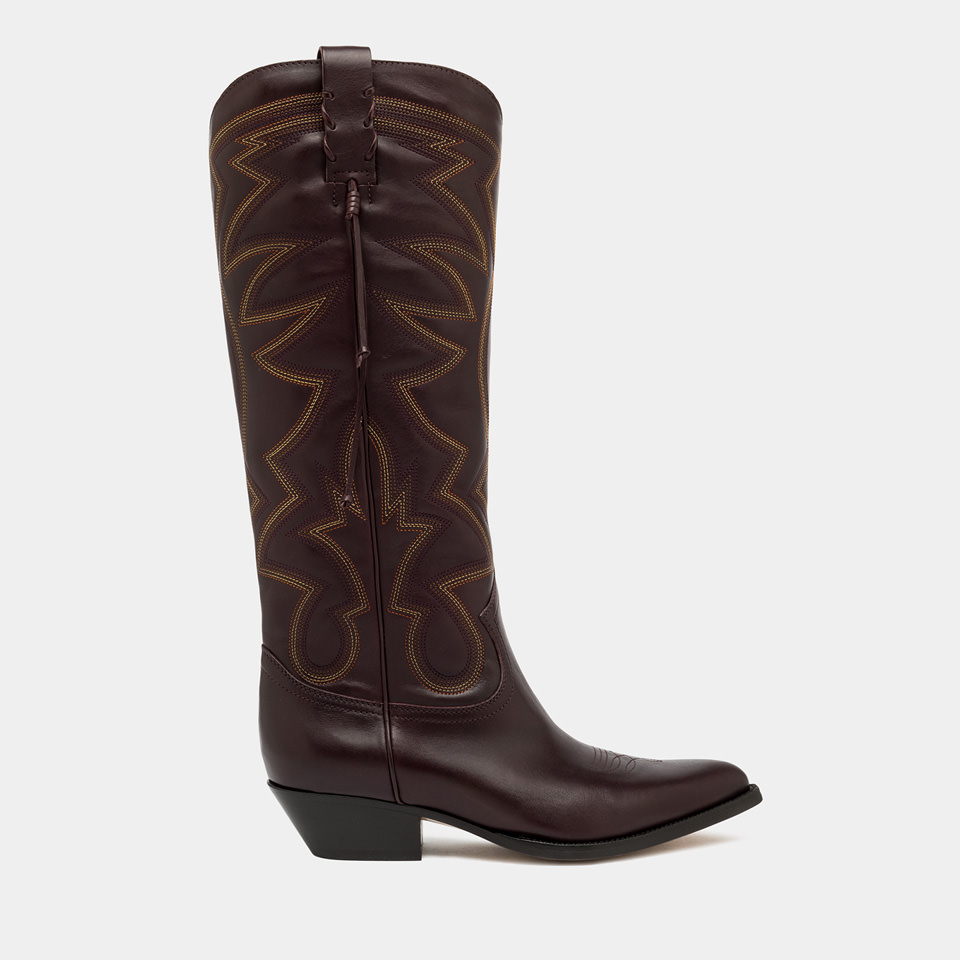 BUTTERO: FLEE BOOTS IN BURGUNDY LEATHER