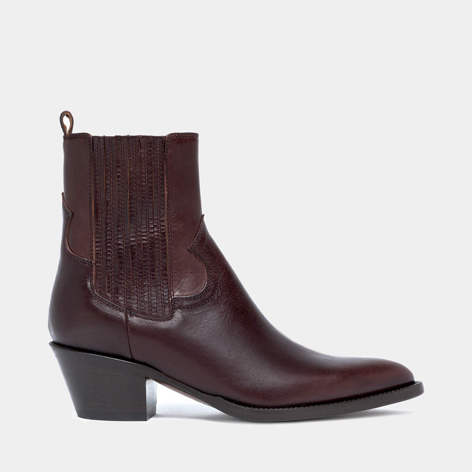 BUTTERO: ANNIE ANKLE BOOTS IN EBONY LEATHER  