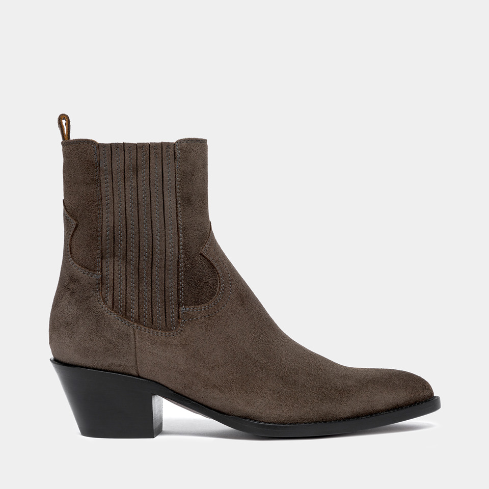 BUTTERO: ANNIE ANKLE BOOTS IN DARK BROWN SUEDE