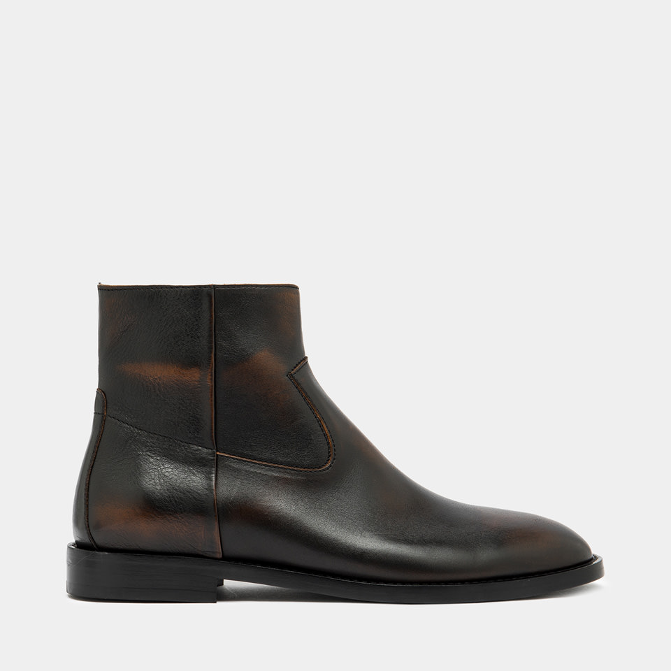 BUTTERO: BOTTINES CASENTINO EN CUIR VINTAGE MARRON