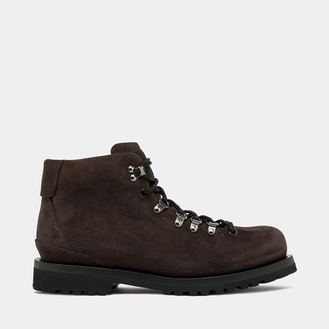 BUTTERO CANALONE PEDULA-STYLE ANKLE BOOTS IN DARK BROWN SUEDE