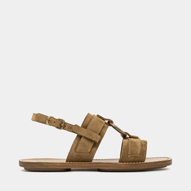 BUTTERO: SELLA SANDALS IN COPPER BROWN SUEDE