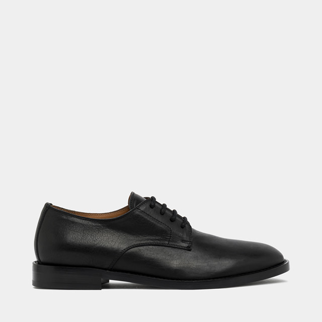 BUTTERO: CASENTINO DERBY SHOES IN BLACK LEATHER