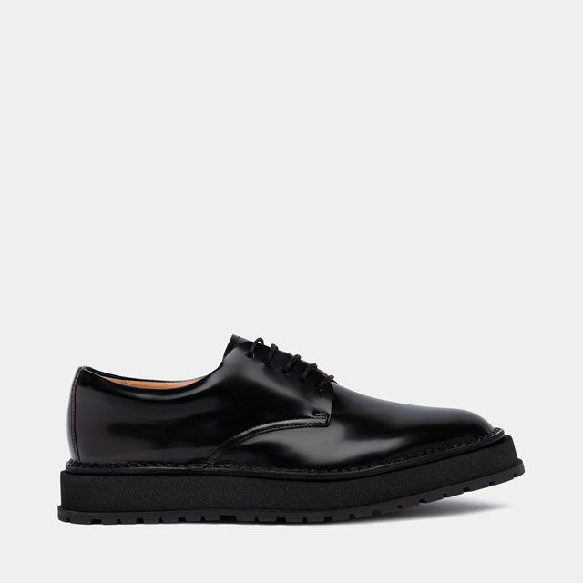 BUTTERO: CHAUSSURE DERBY AEDI EN CUIR NOIR BROSSE