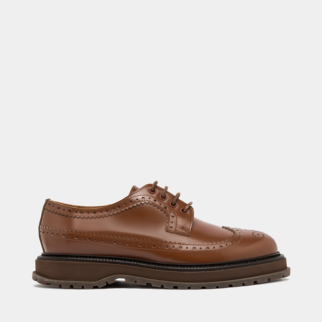 BUTTERO LUCCA DERBY SHOES IN LIGHT BROWN LEATHER