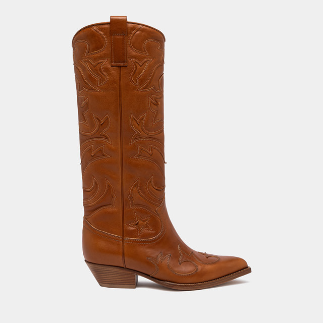 BUTTERO FLEE ANKLE BOOTS IN LIGHT BROWN LEATHER