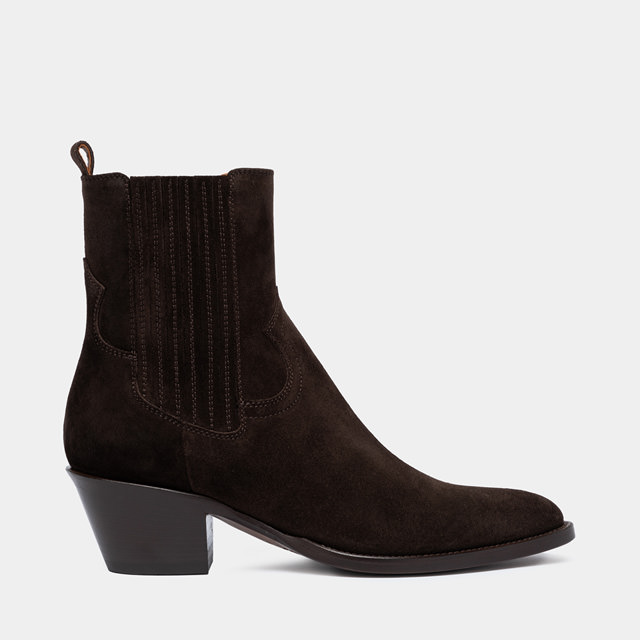 BUTTERO ANNIE ANKLE BOOTS IN DARK BROWN SUEDE