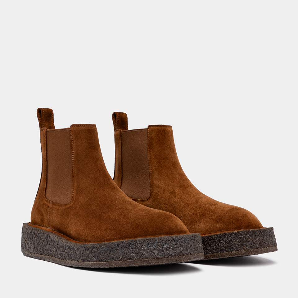 BUTTERO: MOTA CHELSEA SHOES IN BROWN SUEDE