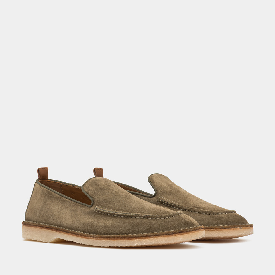 BUTTERO: MOCASSIN ARGENTARIO EN DAIM LEAD GREY