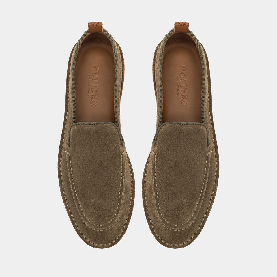 BUTTERO: MOCASSINO ARGENTARIO IN SUEDE LEAD GREY