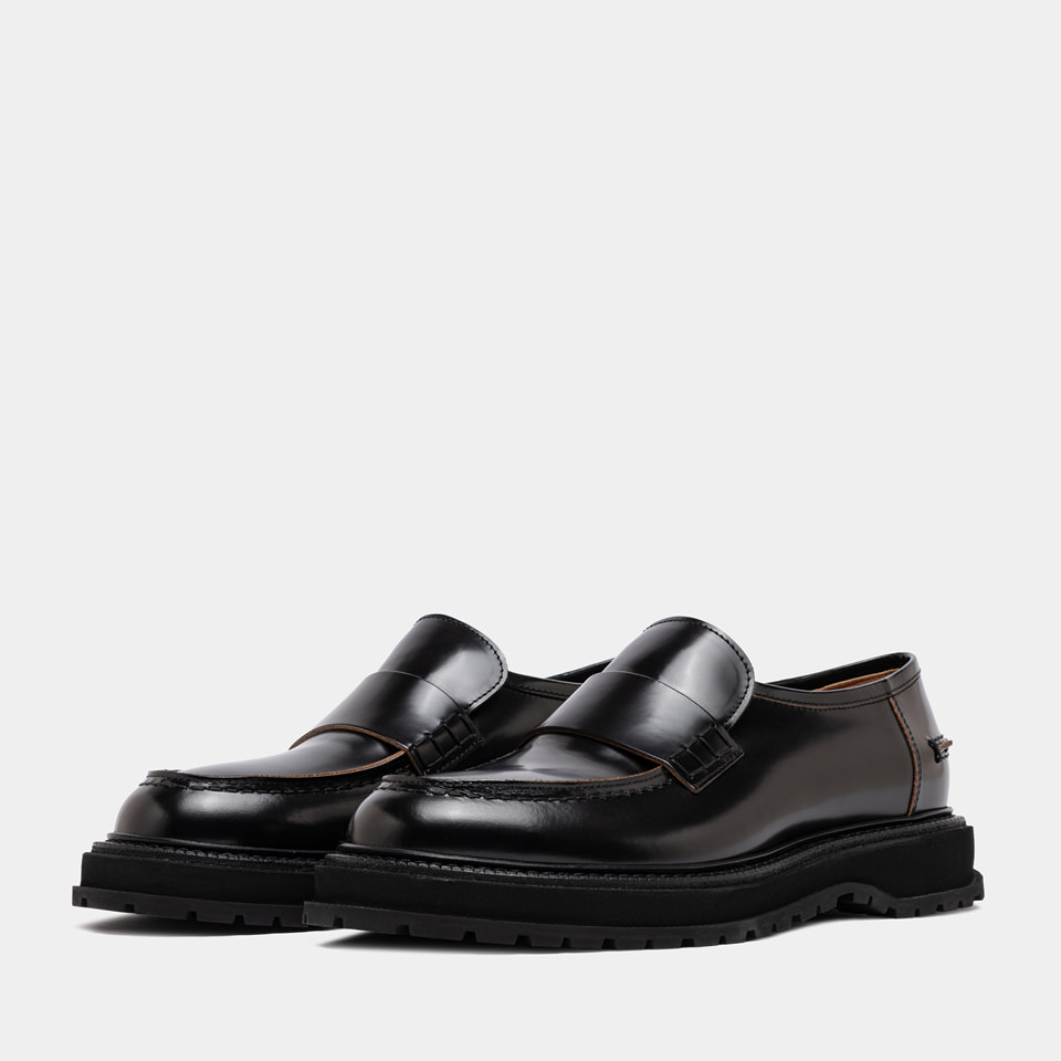 BUTTERO: LUCCA LOAFER IN BLACK LEATHER