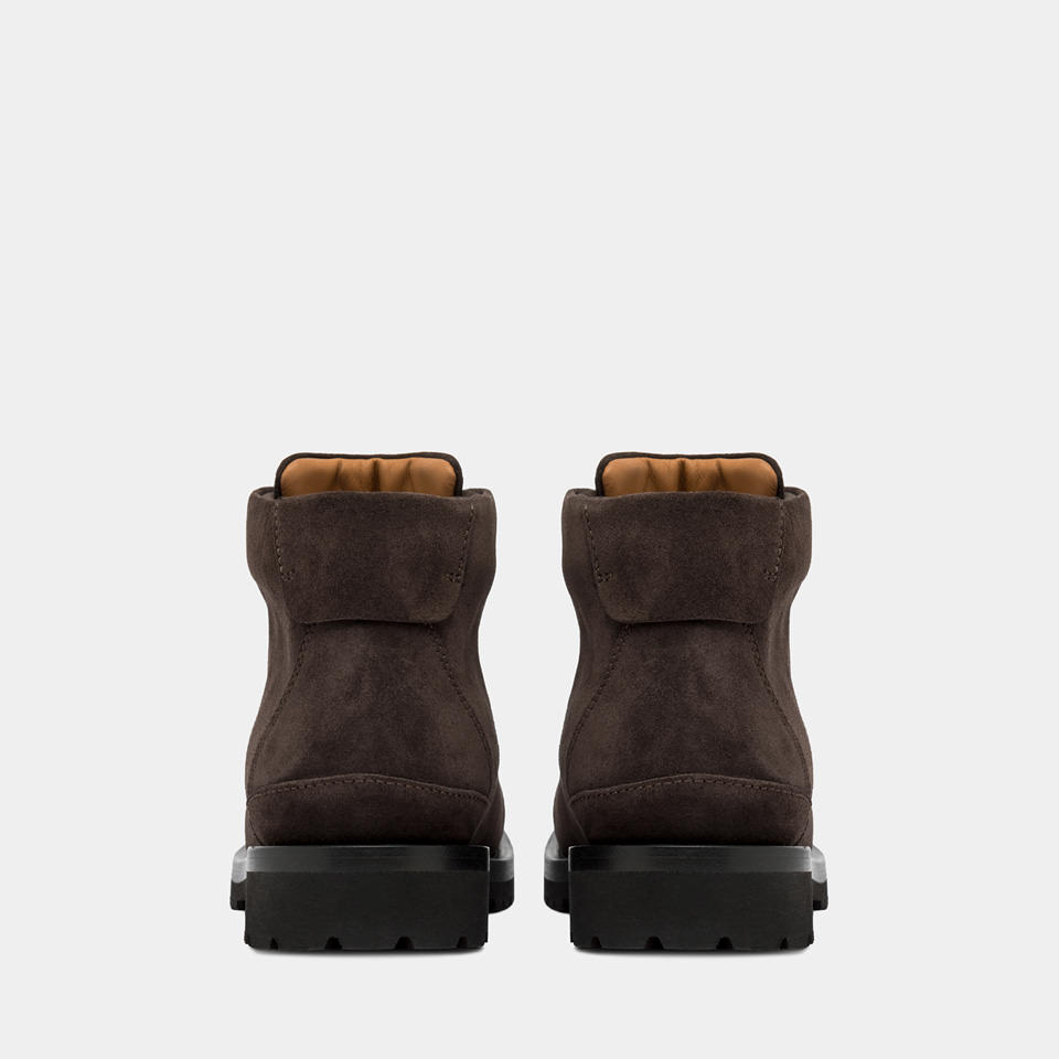 BUTTERO: CANALONE PEDULA-STYLE ANKLE BOOTS IN DARK BROWN SUEDE