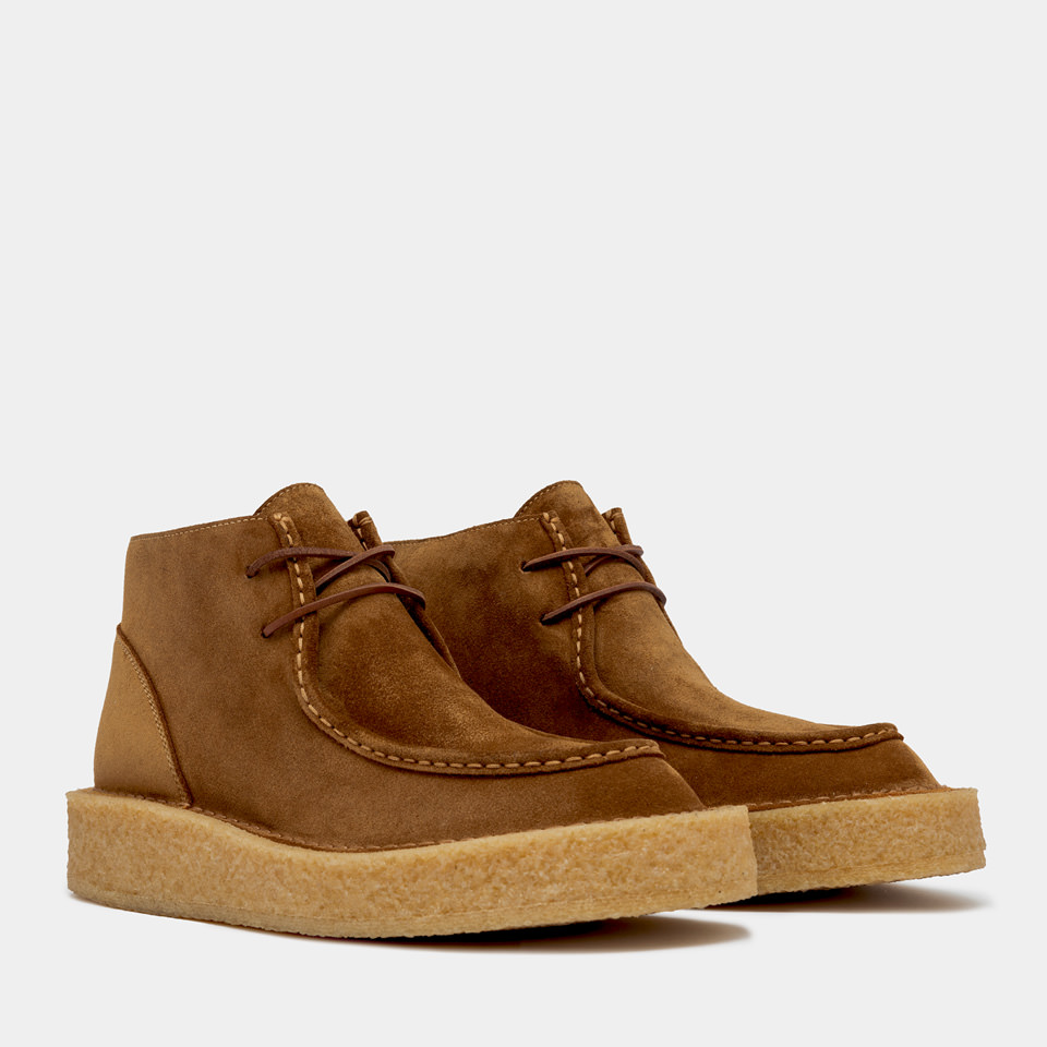 BUTTERO: MOTA DESERT BOOTS LACE-UP SHOES IN COPPER BROWN SUEDE