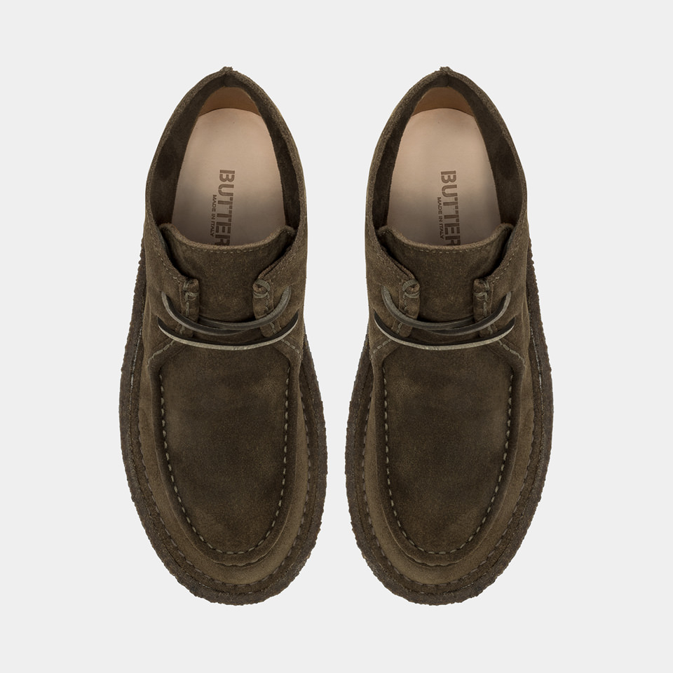 BUTTERO: MOTA DESERT BOOTS IN HUNTER GREEN SUEDE