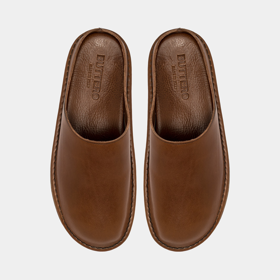 BUTTERO: SABOT CAPALBIO EN CUIR MARRON