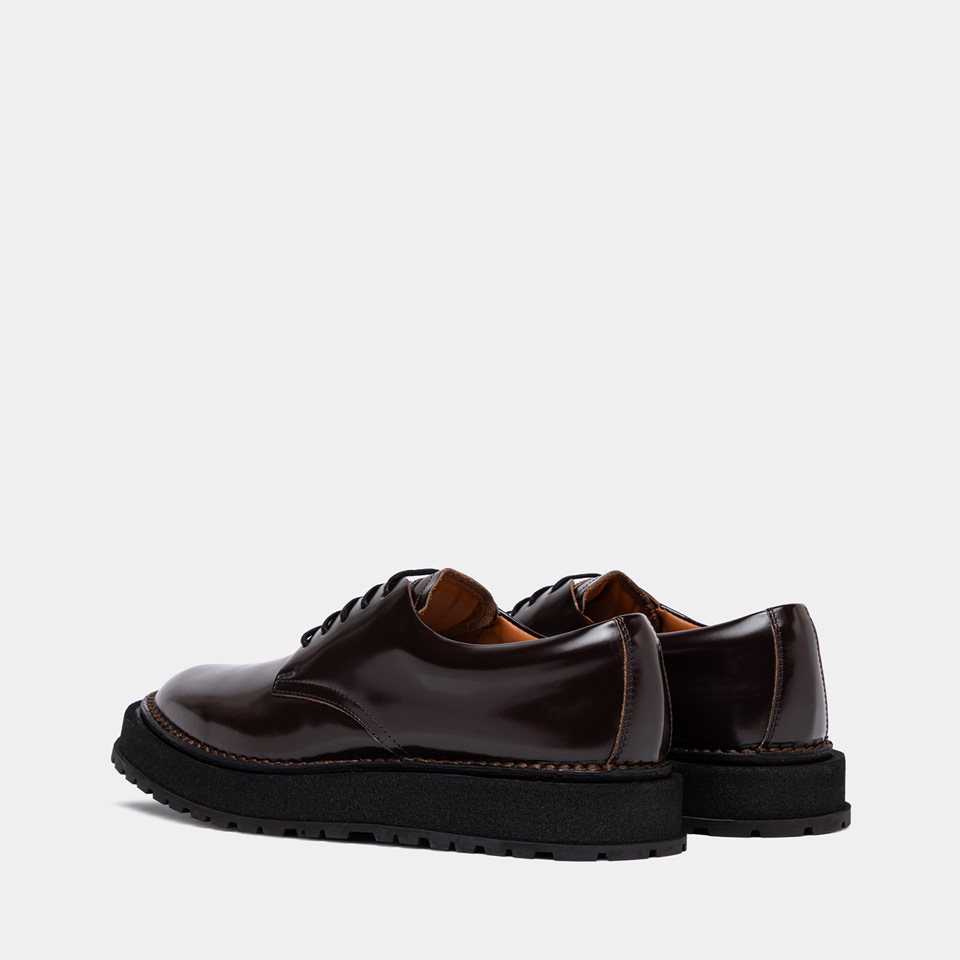 BUTTERO: AEDI DERBY SHOES IN EBONY BLACK LEATHER 