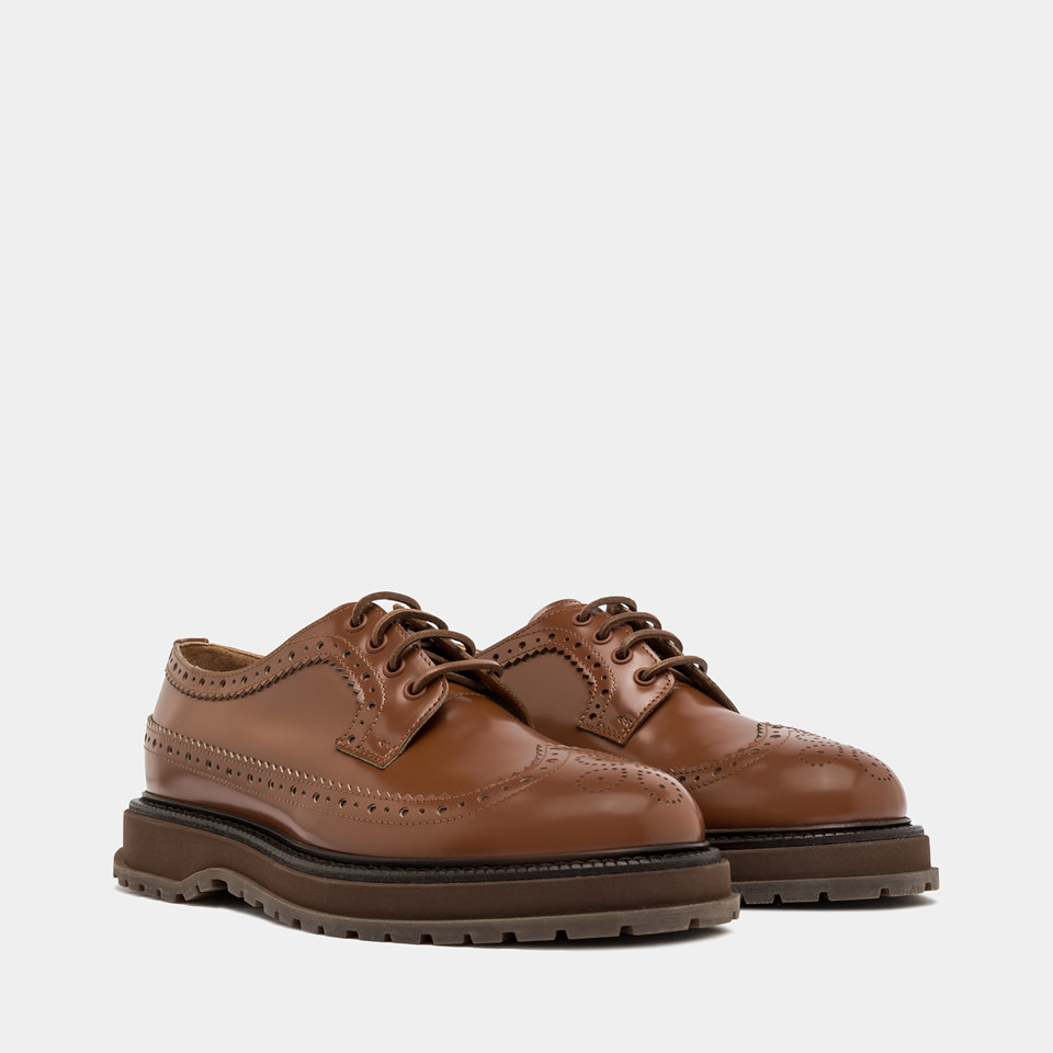 BUTTERO: CHAUSSURE DERBY LUCCA EN CUIR MARRON