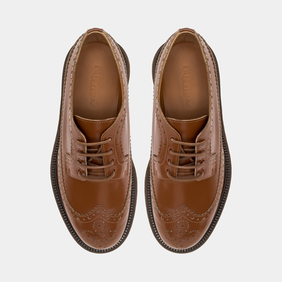 BUTTERO: CHAUSSURE DERBY LUCCA EN CUIR MARRON