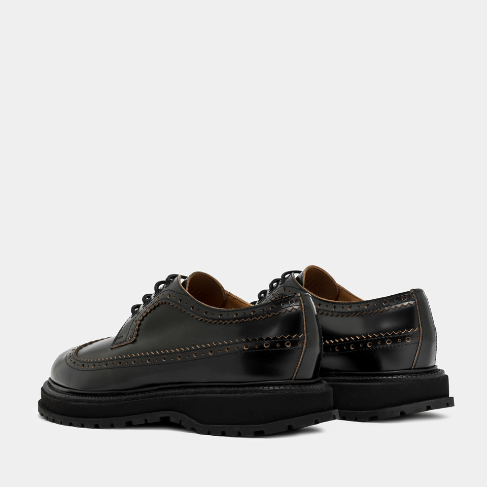 BUTTERO: LUCCA DERBY SHOES IN BLACK LEATHER