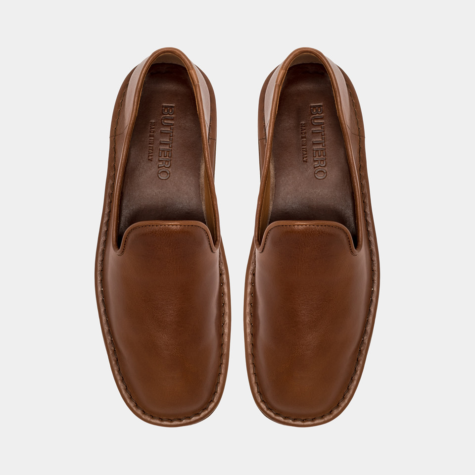 BUTTERO: ERCOLE SLIPPERS IN NATURAL COLOR LEATHER