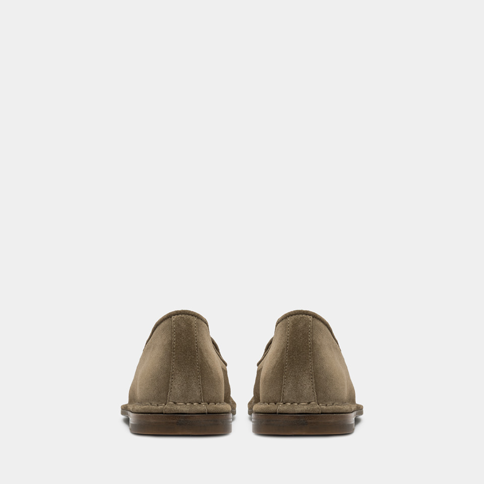 BUTTERO: ERCOLE SLIPPERS IN LEAD GRAY SUEDE