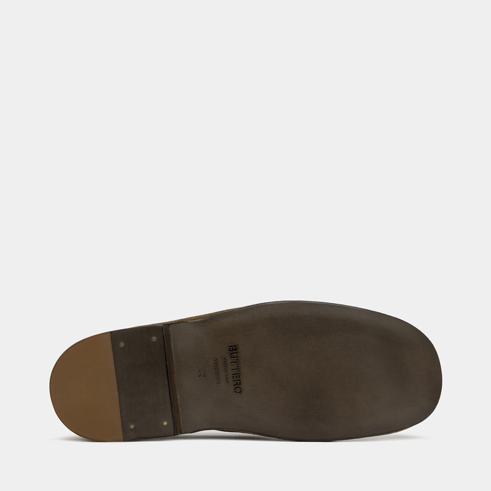 BUTTERO: ERCOLE SLIPPERS IN LEAD GRAY SUEDE