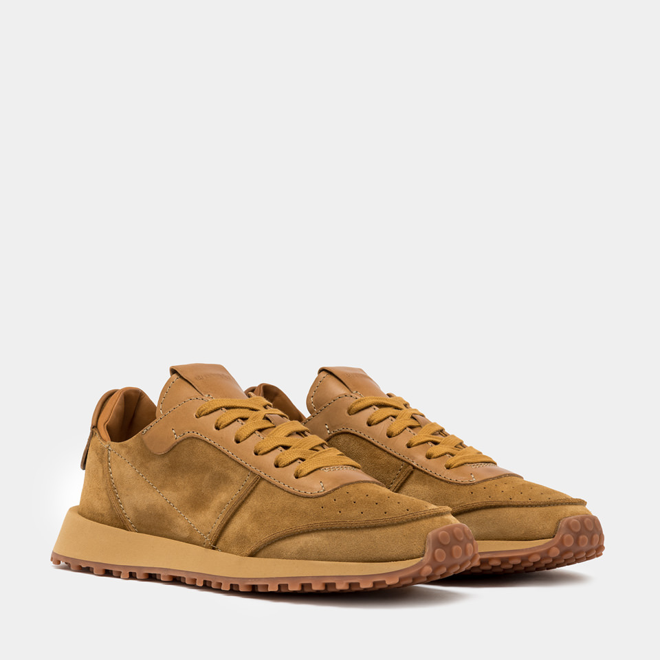 BUTTERO: FUTURA SNEAKERS IN COPPER BROWN SUEDE