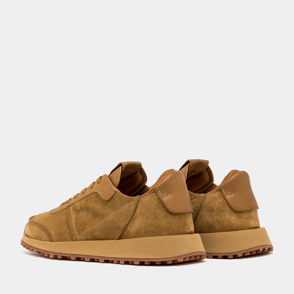 BUTTERO: FUTURA SNEAKERS IN COPPER BROWN SUEDE