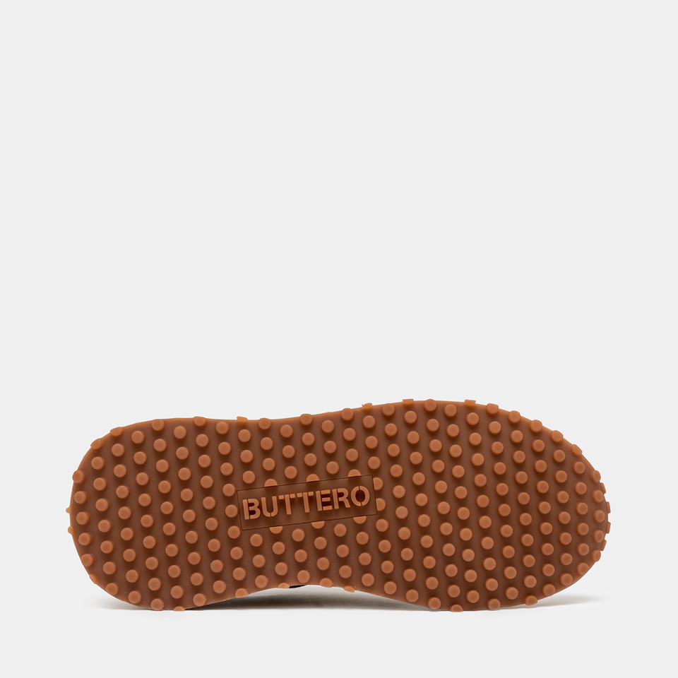 BUTTERO: FUTURA SNEAKERS IN COPPER BROWN SUEDE