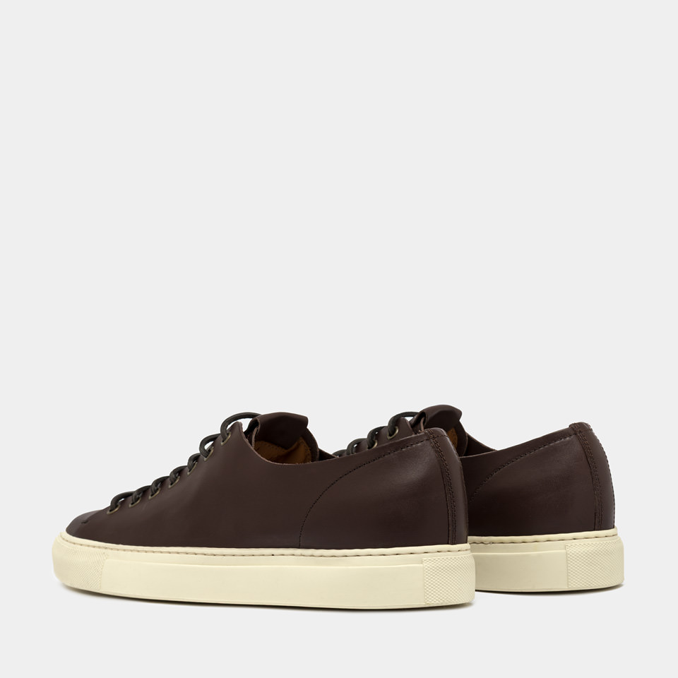 BUTTERO: TANINO SNEAKERS IN EBONY LEATHER