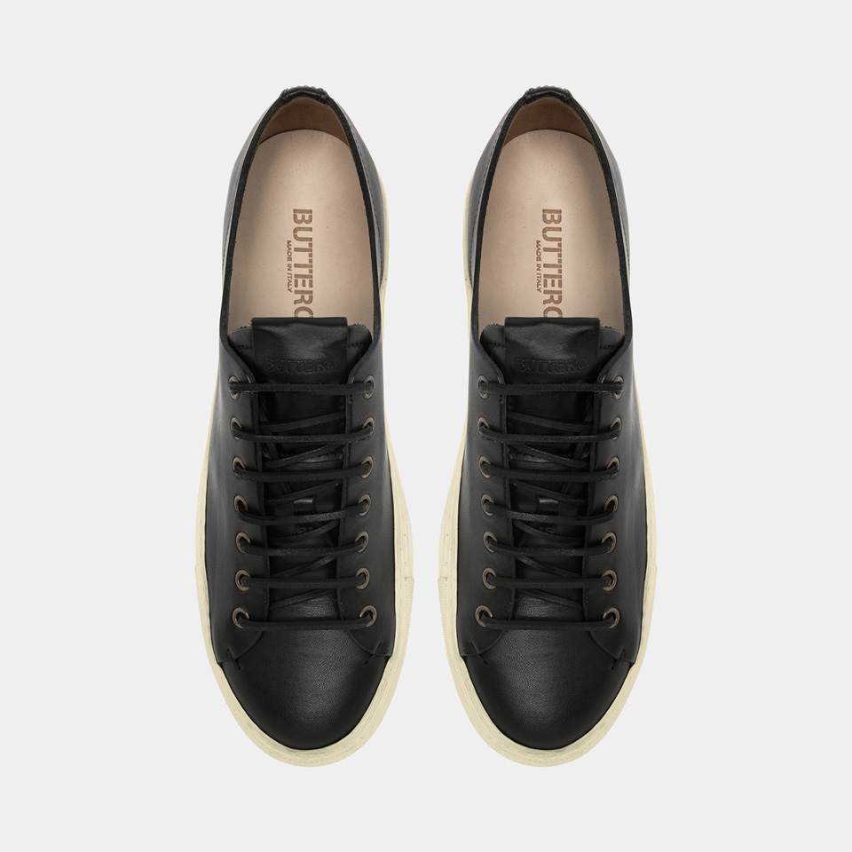 BUTTERO: SNEAKERS TANINO IN PELLE NERO