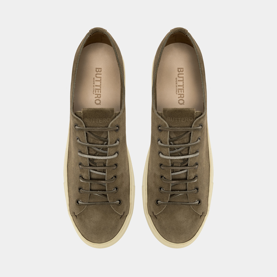 BUTTERO: SNEAKERS TANINO IN SUEDE LEAD GREY