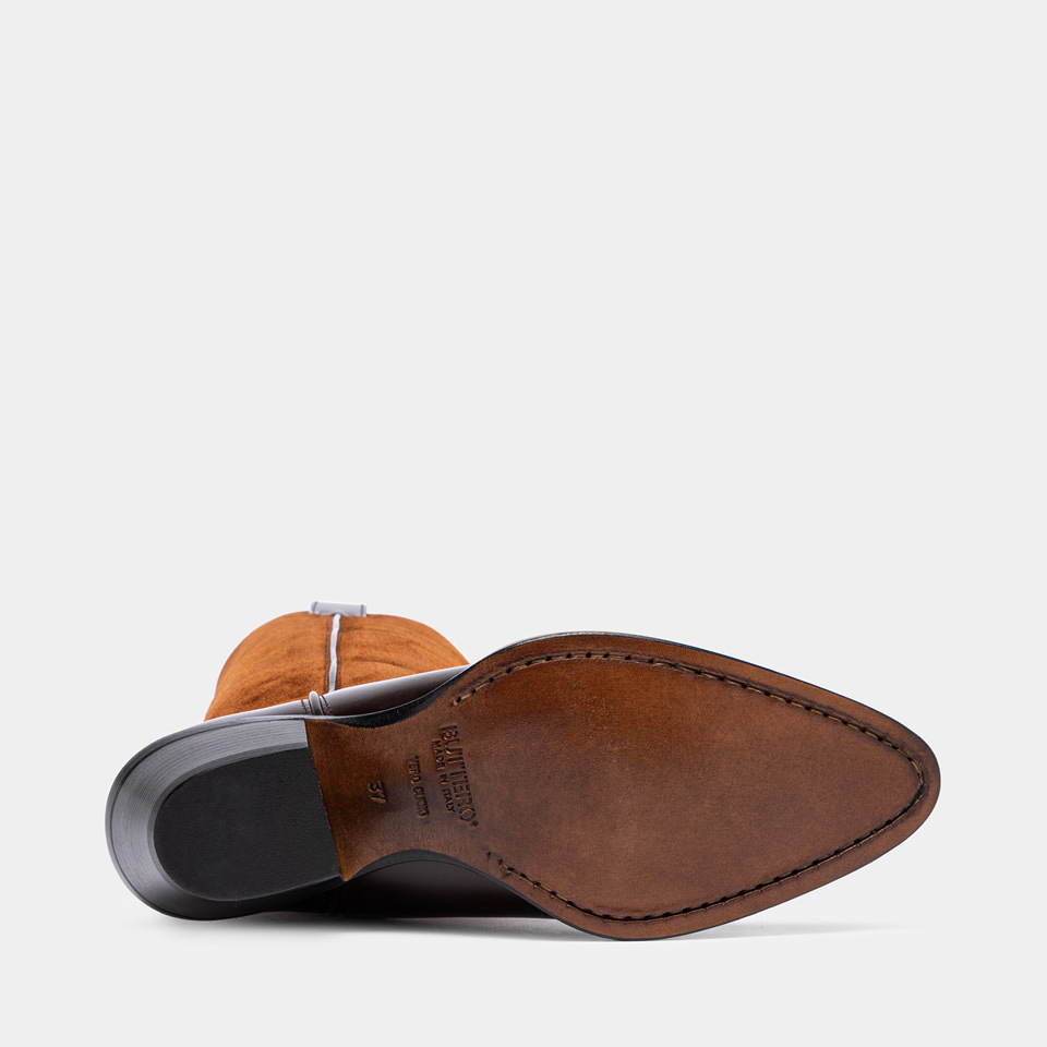 BUTTERO: BOTTE ANNIE EN CUIR ET DAIM MARRON