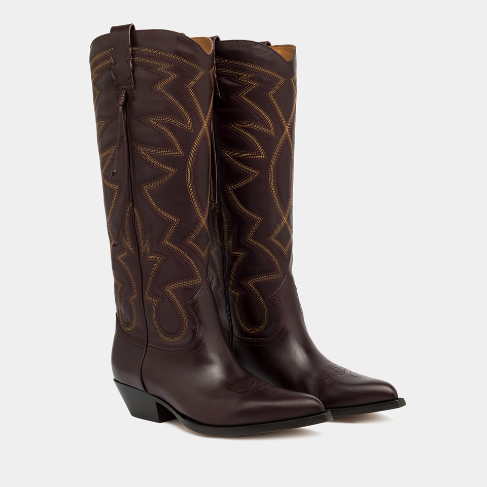 BUTTERO: FLEE BOOTS IN BURGUNDY LEATHER