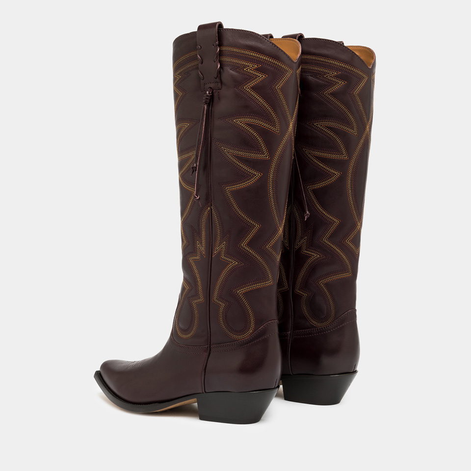 BUTTERO: FLEE BOOTS IN BURGUNDY LEATHER