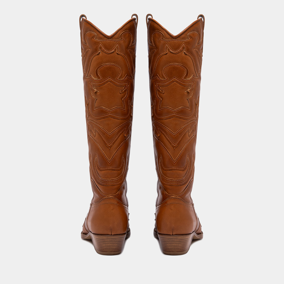 BUTTERO: FLEE BOOTS IN LIGHT BROWN LEATHER