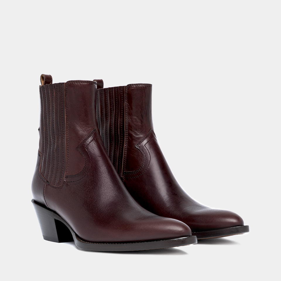 BUTTERO: ANNIE ANKLE BOOTS IN EBONY LEATHER  