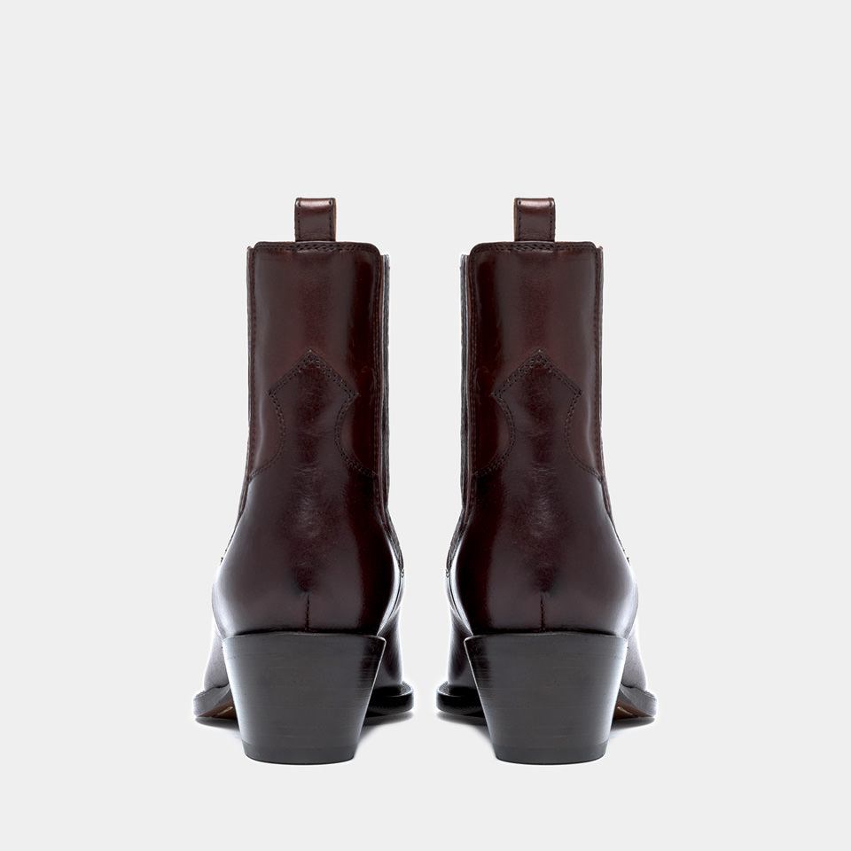 BUTTERO: ANNIE ANKLE BOOTS IN EBONY LEATHER  