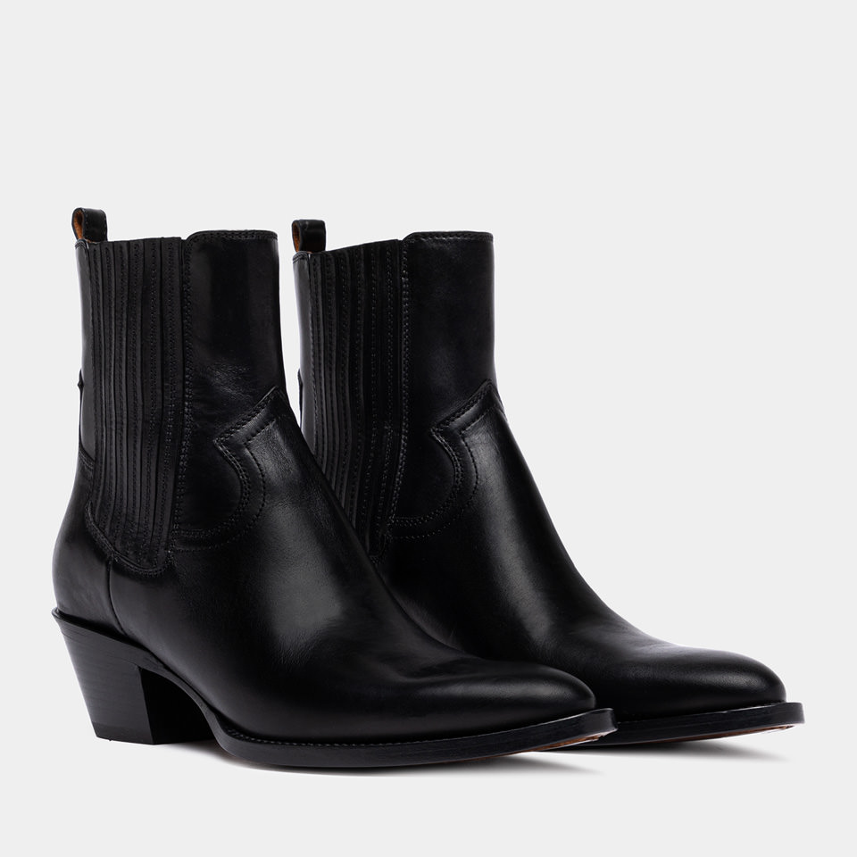 BUTTERO: ANNIE ANKLE BOOTS IN BLACK LEATHER