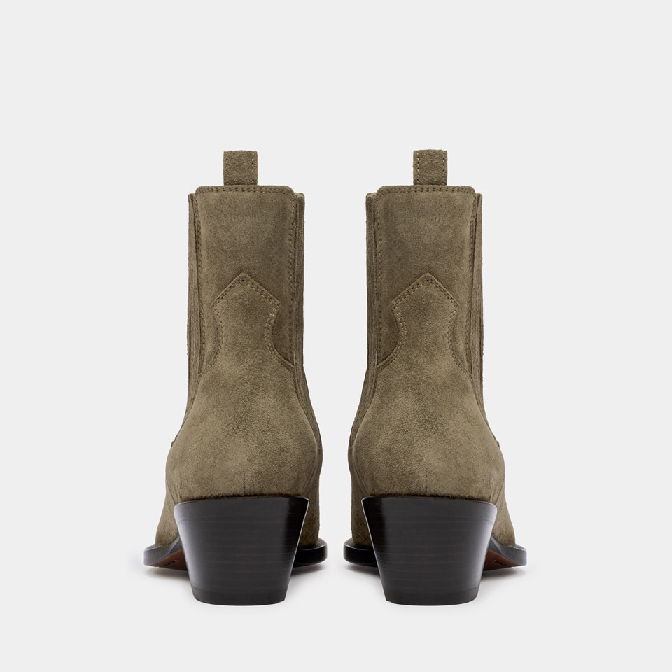 BUTTERO: ANNIE ANKLE BOOTS IN FOREST SUEDE